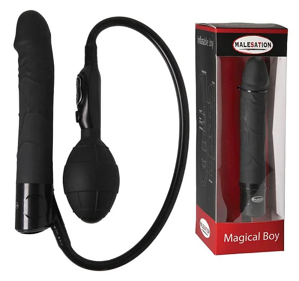 Vibrator Anal Gonflabil Magical Boy, Negru, 15.5 Cm