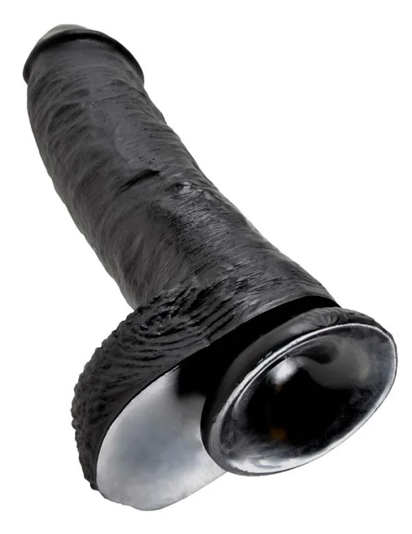 Dildo Realistic Cu Testicule King Cock, Negru, 25 Cm
