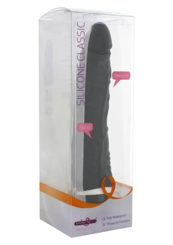 Vibrator Realistic Silicone Classic, Negru, 21 Cm