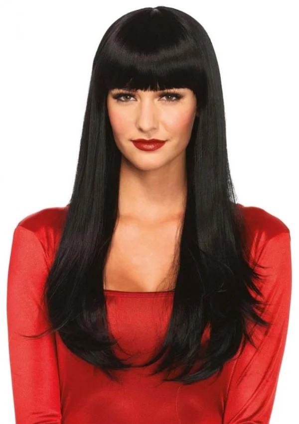 Peruca Lunga Si Dreapta Cu Breton Neagra Leg Avenue 64 Cm
