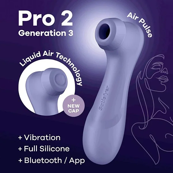 Stimulator Clitoridian Air Pulse Pro 2 Generation 3 + Bluetooth/app, Albastru