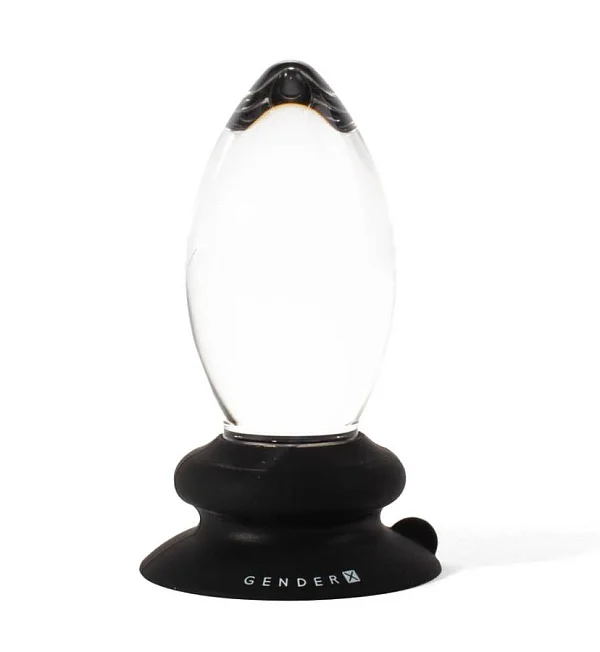 Dop Anal Cu Ventuza Detasabila, Transparent + Negru, 14.5 Cm