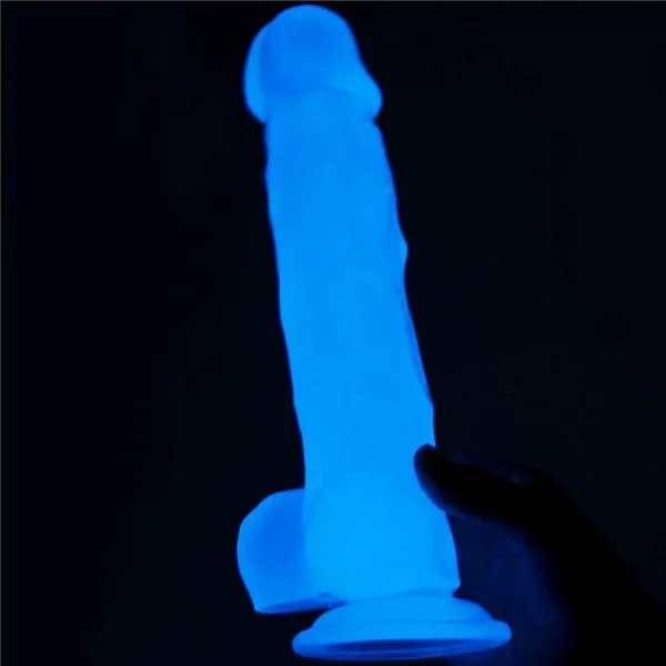 Dildo Clasic Fosforescent Lumino Play, Alb, 21.5 Cm