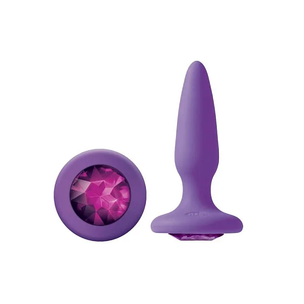 Dop Anal Cu Bijuterie Glams Mini Purple Gem, 8.5 Cm