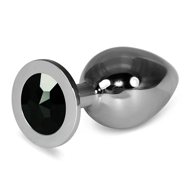 Dop Anal Cu Bijuterie Rosebud Classic Metal Plug L, Argintiu + Negru, 10 Cm