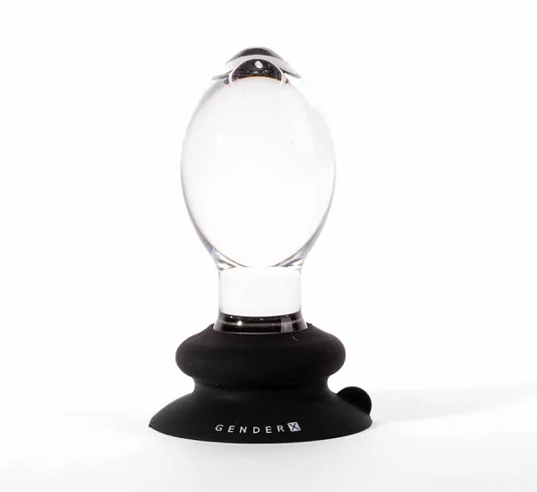 Dop Anal Gender X Crystal Ball, Transparent + Negru, 10 Cm