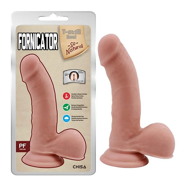 Dildo Clasic Cu Ventuza Fornicator, Natural, 19 Cm