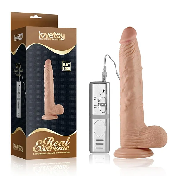 Vibrator Realistic Cu Ventuza Real Extreme Dildo, Natural, 24 Cm