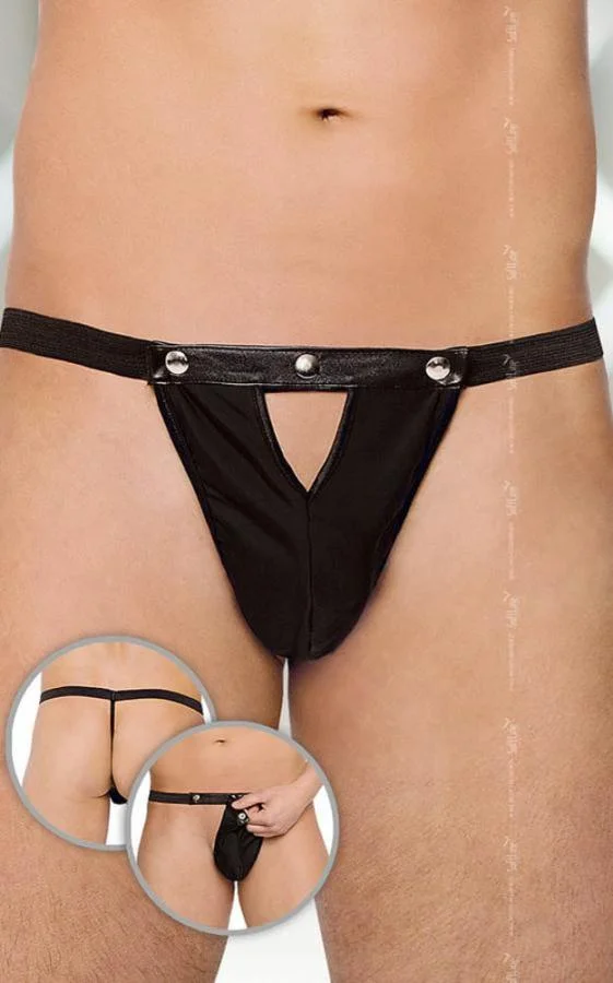 Chiloti String Cu Capse, Negru, S/l