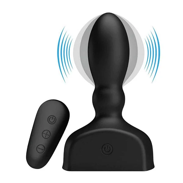 Dop Anal Gonflabil Cu Vibratii Mr. Play, Negru, 11 Cm
