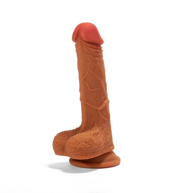 Dildo Realistic Dublu-stratificat, Brun, 21 Cm