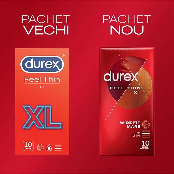 Pachet Prezervative Durex Feel Thin Xl 2x10, 20 Bucati