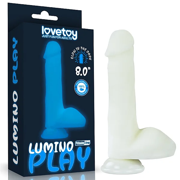 Dildo Fantezie Fosforescent Lumino Play, Alb, 20 Cm