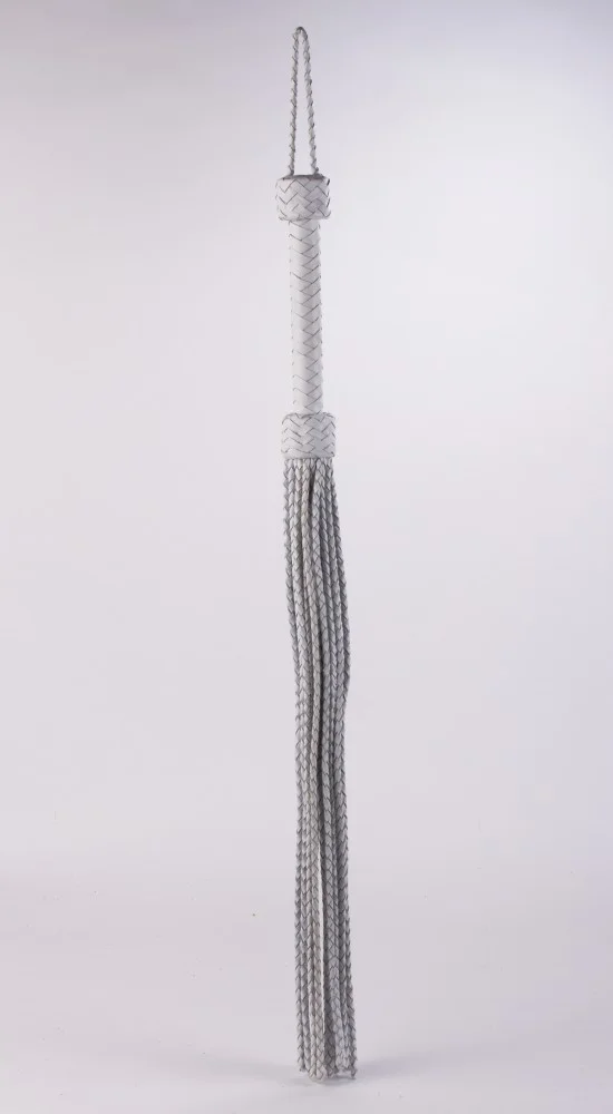 Kid Handle Kid Leather Braided Tails White_b15o25_3