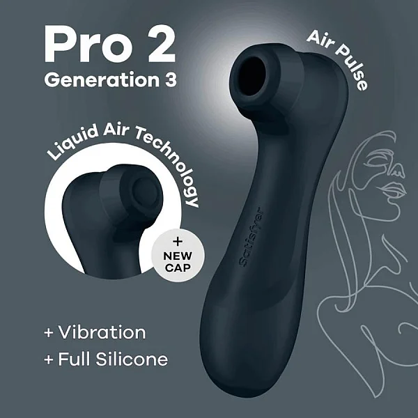 Vibrator Clitoridian Pro 2 Generation 3 Liquid Air, Negru