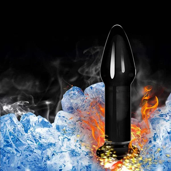 Dop Anal Din Sticla Borosilicata Glass Romance, Negru, 12.5 Cm