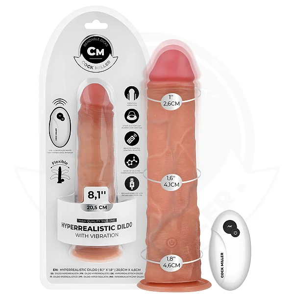 Vibrator Realist Cock Miller Cu Ventuza Si Telecomanda, 20.5 Cm
