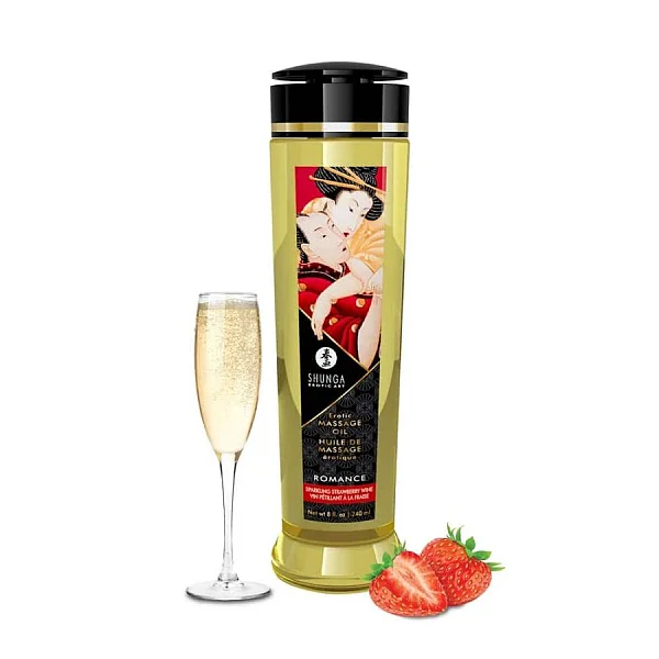 Ulei Pentru Masaj Erotic Sparkling Strawberry Wine, 240 Ml