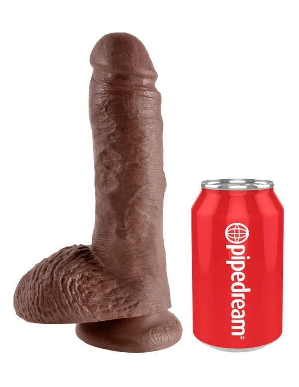 Dildo Realistic Cu Testicule King Cock, Brun, 20 Cm