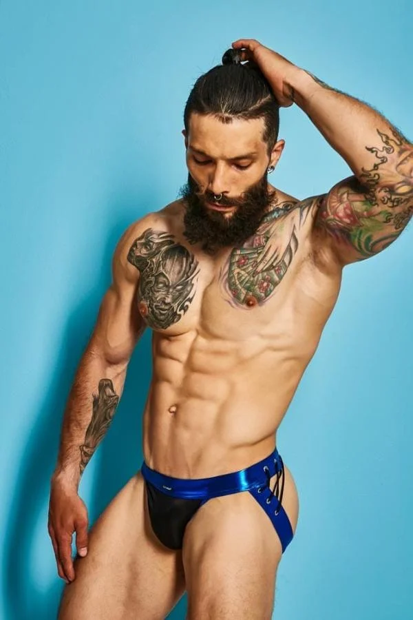 C4m-desire Jockstrap-blueleatherette-l