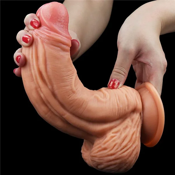 Dildo Clasic Cu Ventuza Dual-layered Silicone Nature Cock, Natural, 25 Cm
