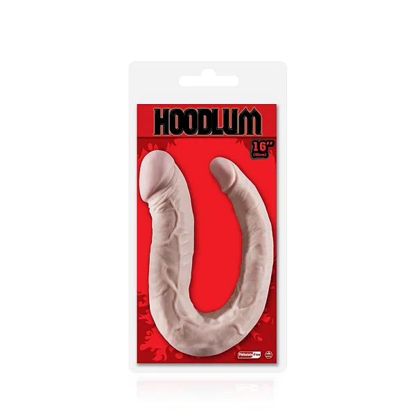 Dildo Dublu Hoodlum U-shaped, Natural, 40.5 Cm