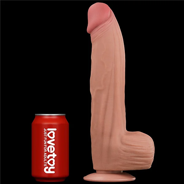 Dildo Ultra Realistic King Sized Sliding Skin Dual Layer Dong, Natural, 30 Cm
