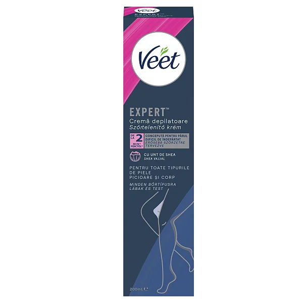 Crema Depilatoare Veet Expert Cu Unt De Shea Pentru Picioare Si Corp 200 Ml