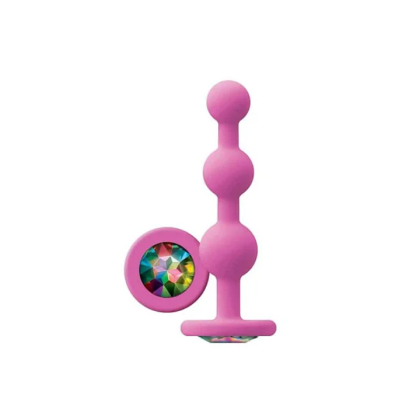 Dop Anal  Cu Bijuterie Glams - Ripple Rainbow Gem, Roz, 11 Cm