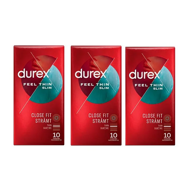 Pachet Prezervative Durex Feel Thin Slim 3x10, 30 Bucati