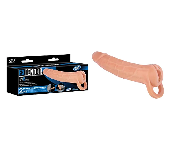Manson Pentru Penis + Masturbator Vagin Extendor, Natural, 20 Cm