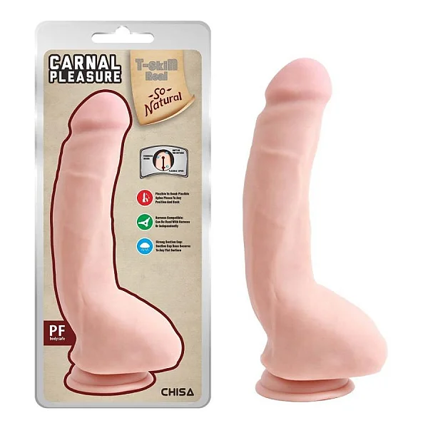 Dildo Clasic Cu Ventuza Carnal Pleasure, Natural, 23.5 Cm
