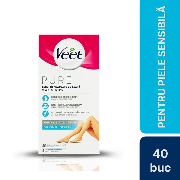 Benzi De Ceara Rece Depilare Pentru Piele Sensibila Veet 40 Buc