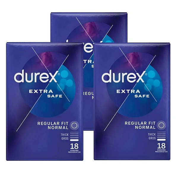 Pachet Prezervative Durex Extra Safe 3x18, 54 Bucati