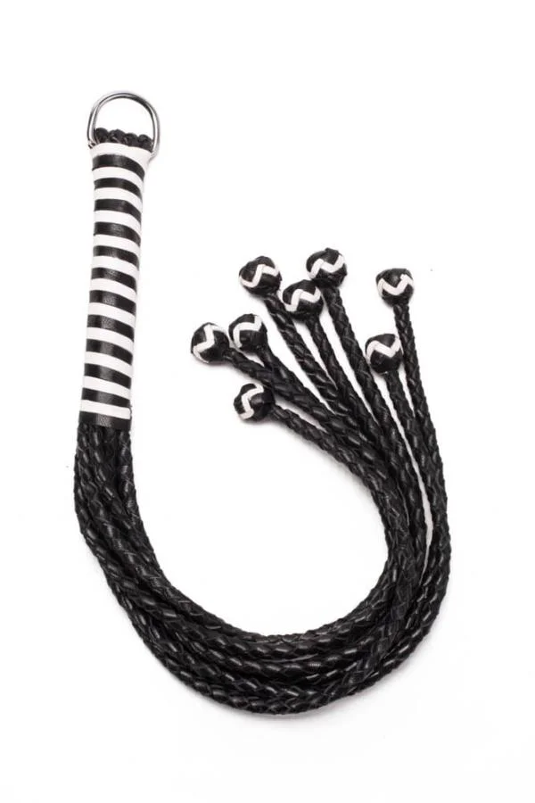 Bici Piele Cu Snururi Impletite, Negru + Alb, 56 Cm